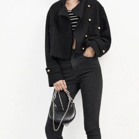 MO&Co. Vintage Cotton-blend Cropped Jacket_Women _ BLACK _ Size S - Picture 15 of 16